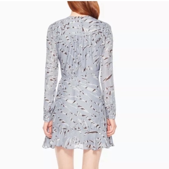 Parker Silk Blend Faux Wrap Blue Zebra Print Dress - Picture 4 of 11